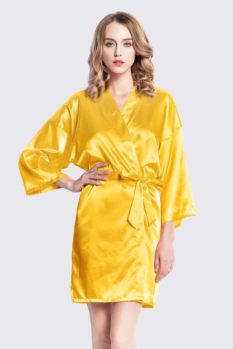 Plain Women Satin Robe Wedding Silk Robe