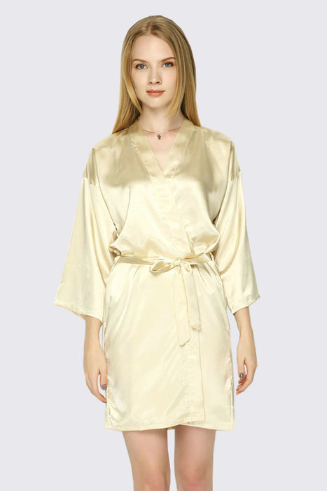 Plain Women Satin Robe Wedding Silk Robe