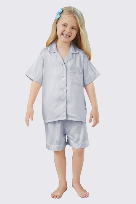 Mauve Satin Pajama Set For Kid Short Length