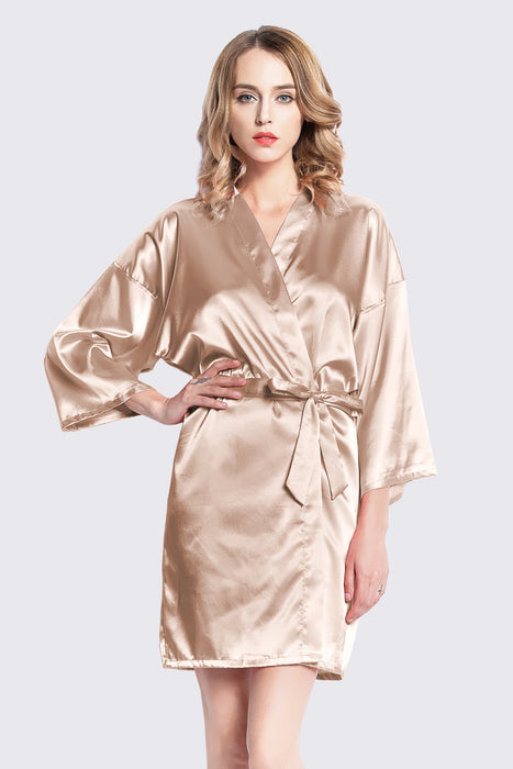 Plain Women Satin Robe Wedding Silk Robe