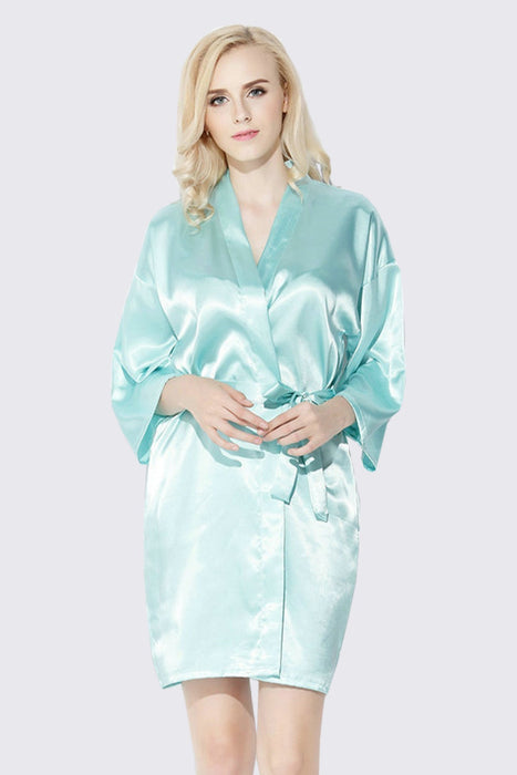 Coral Bridesmaid Satin Robe Short Length For Women