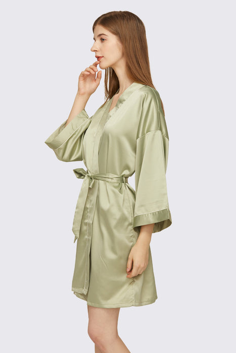 Dark green Satin Pipe Robe Short Bridesmaid Robe