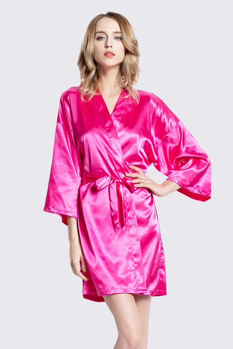 Plain Women Satin Robe Wedding Silk Robe