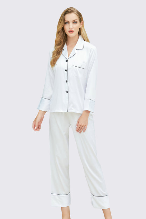 Long Sleeves Pajama Set With Long Pants Satin Pyjama