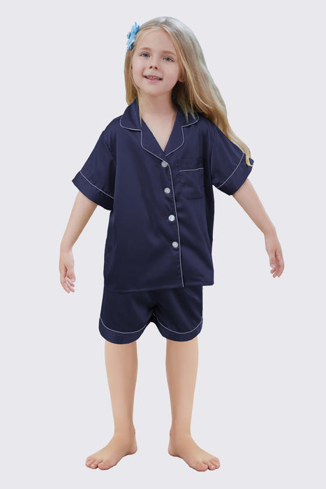 Mauve Satin Pajama Set For Kid Short Length