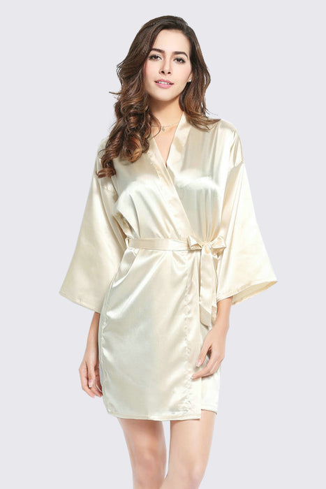 Plain Women Satin Robe Wedding Silk Robe