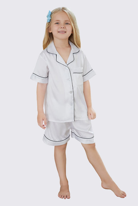 Mauve Satin Pajama Set For Kid Short Length