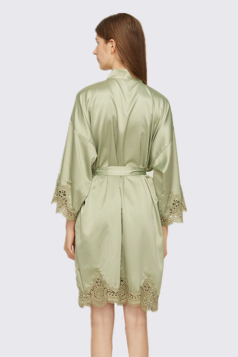 Short Satin Lace Robe Bridesmaid Robe Women Sleepwear