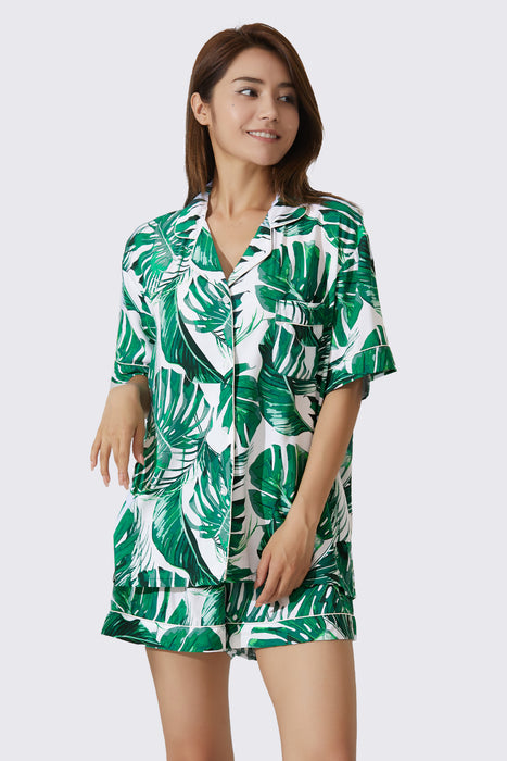 Tropical Rayon Cotton Short Pajama Set For Girls