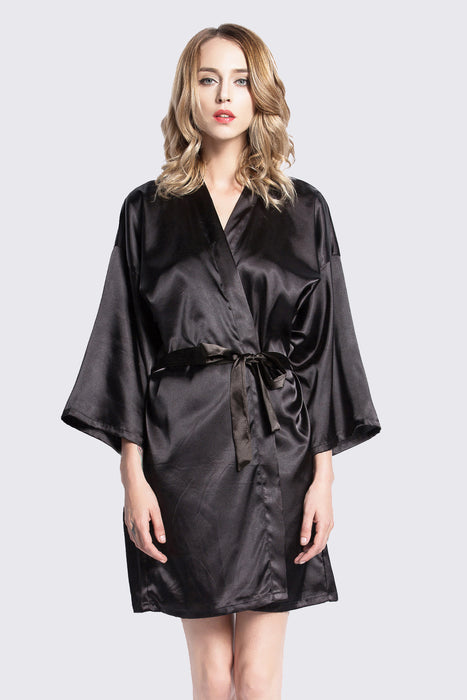 Plain Women Satin Robe Wedding Silk Robe