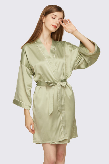 Dark green Satin Pipe Robe Short Bridesmaid Robe