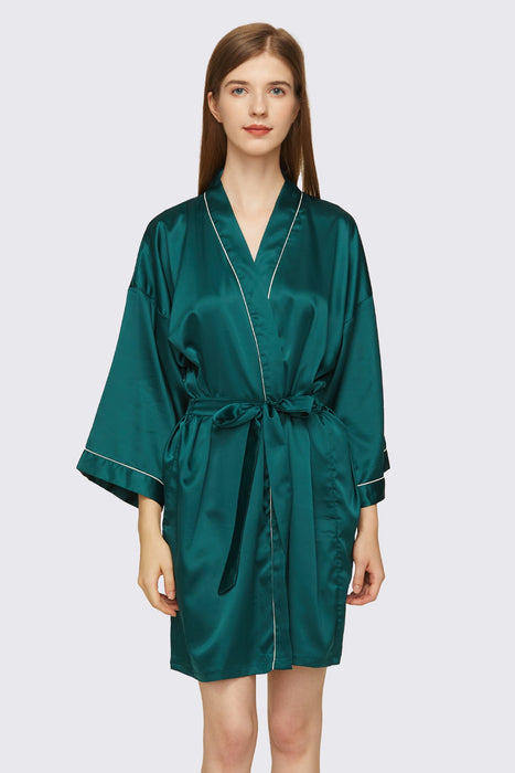 Dark green Satin Pipe Robe Short Bridesmaid Robe