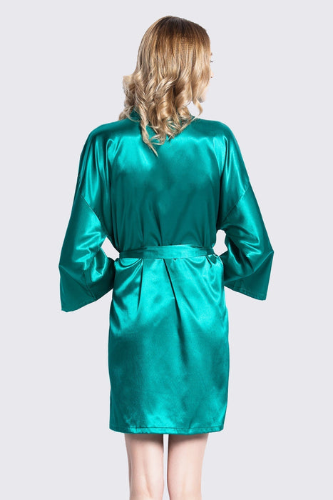 Mint Kimono Satin Robe Short Length For Women