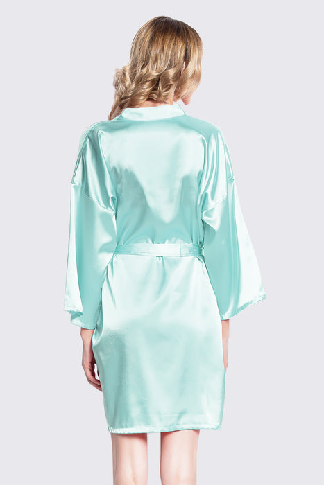 Plain Women Satin Robe Wedding Silk Robe