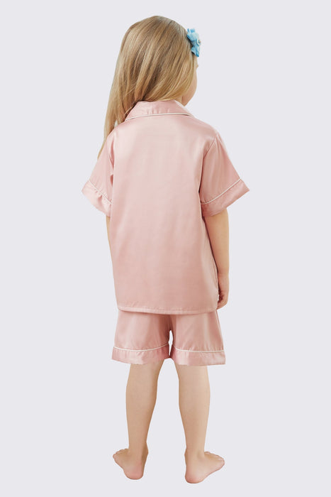 White Satin Pajama Set For Kid Short Length