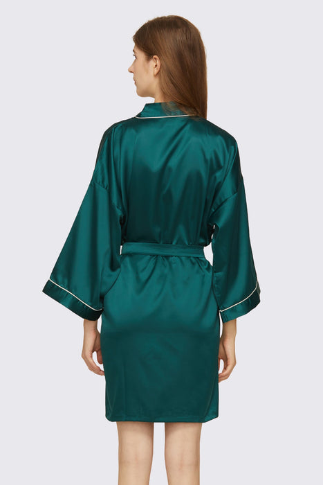 Dark green Satin Pipe Robe Short Bridesmaid Robe