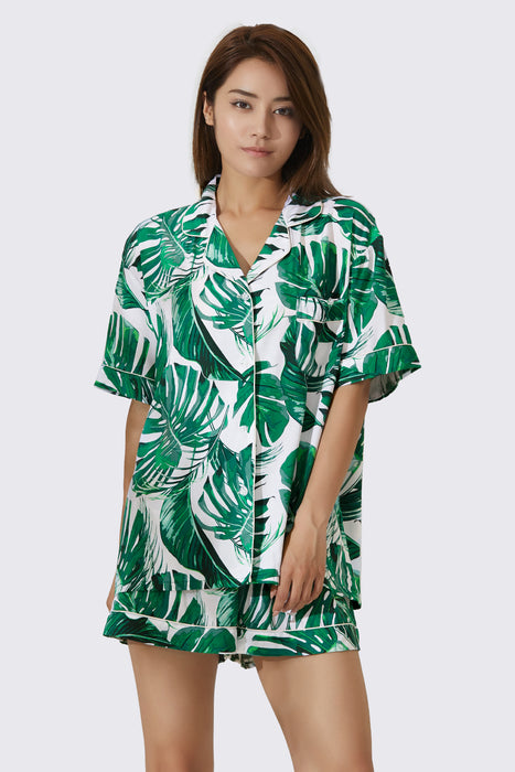 Tropical Rayon Cotton Short Pajama Set For Girls