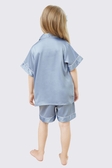 Mauve Satin Pajama Set For Kid Short Length