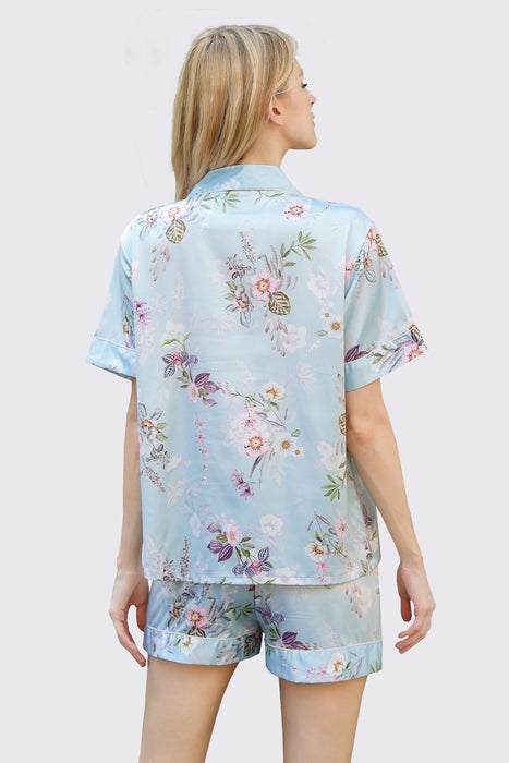 Women Satin Floral Short Pyjama Set