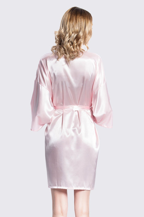 Coral Bridesmaid Satin Robe Short Length For Women