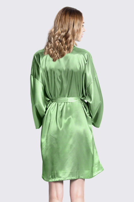 Mint Kimono Satin Robe Short Length For Women