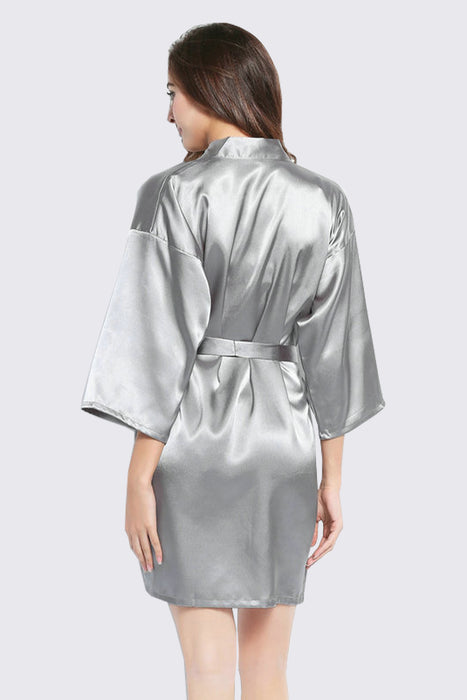 Plain Women Satin Robe Wedding Silk Robe