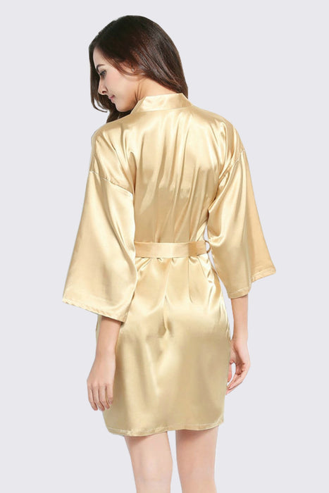 Coral Bridesmaid Satin Robe Short Length For Women