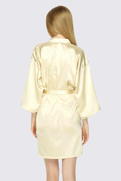 Plain Women Satin Robe Wedding Silk Robe