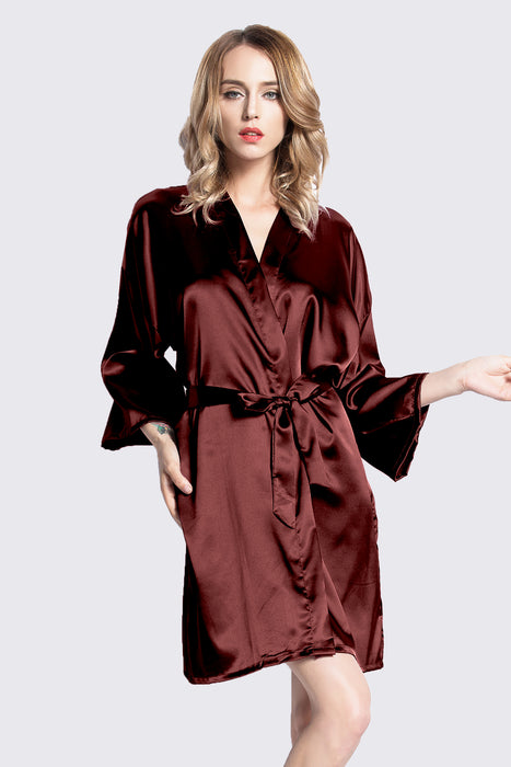 Plain Women Satin Robe Wedding Silk Robe