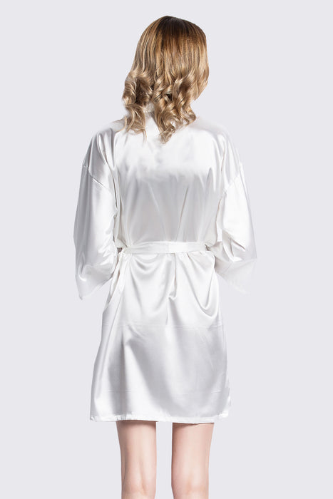 Plain Women Satin Robe Wedding Silk Robe