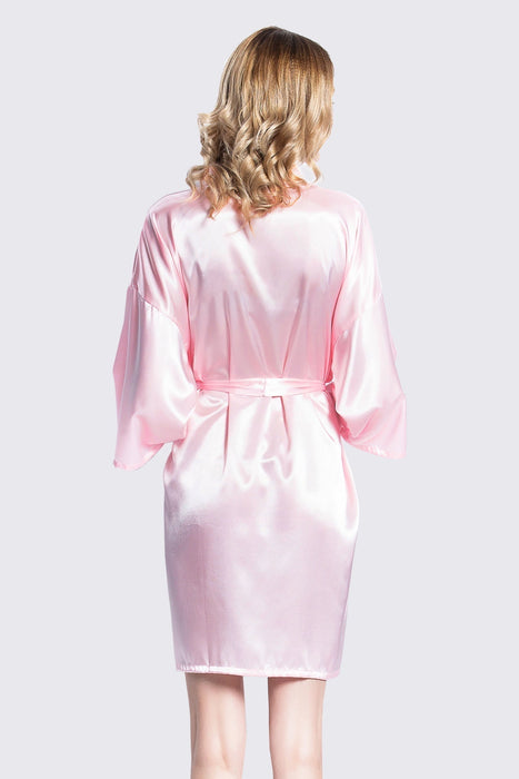 Coral Bridesmaid Satin Robe Short Length For Women