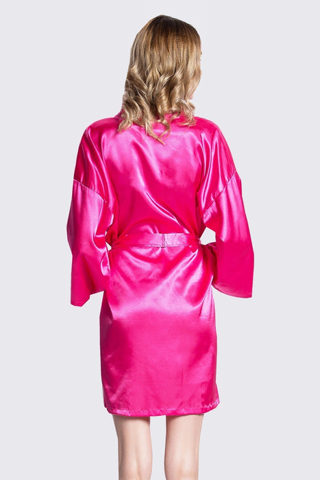 Coral Bridesmaid Satin Robe Short Length For Women