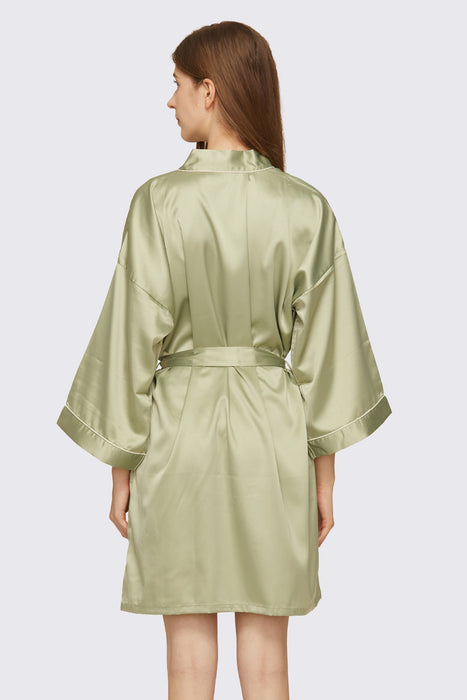 Dark green Satin Pipe Robe Short Bridesmaid Robe