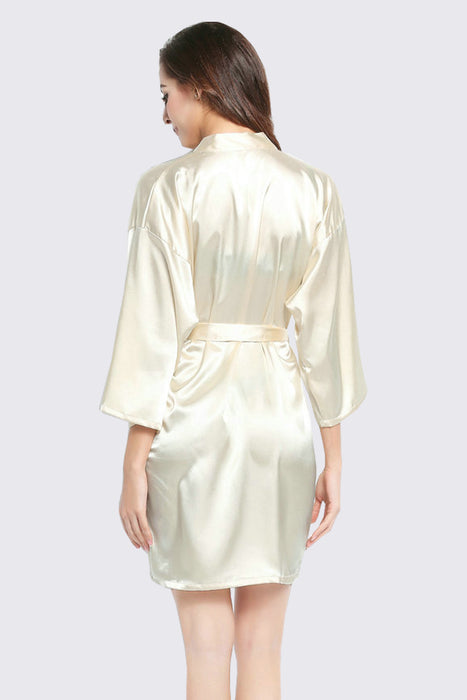 Plain Women Satin Robe Wedding Silk Robe