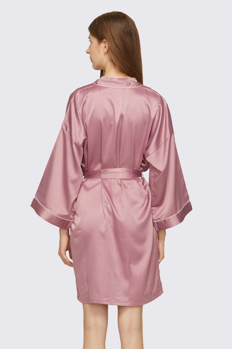 Pink Satin Pipe Robe Short Bridesmaid Robe