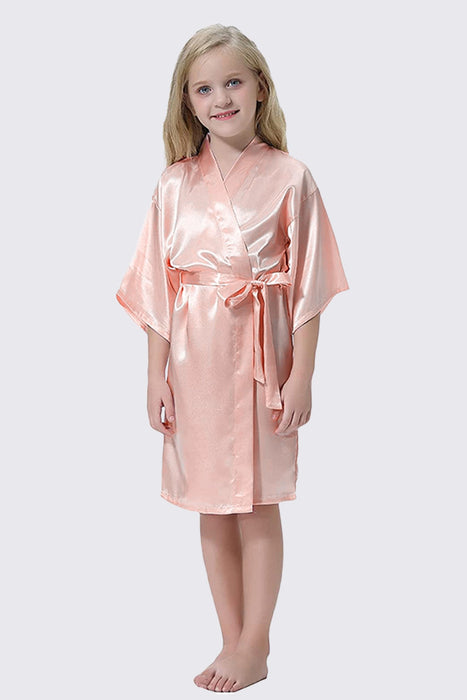 Kid Satin Plain Robe White Kimono Kid's Robe