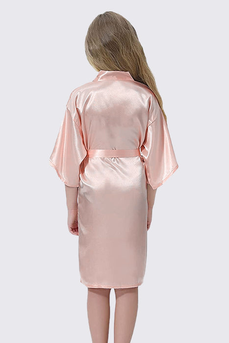 Champagne Kid Satin Plain Robe Kimono Kid's Robe