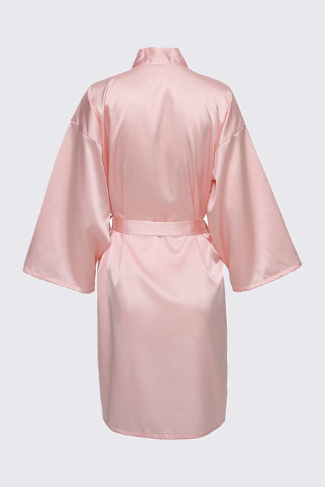 Black Kimono Satin Robe Short Length For Women