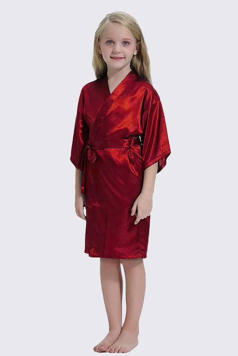 Kid Satin Plain Robe White Kimono Kid's Robe