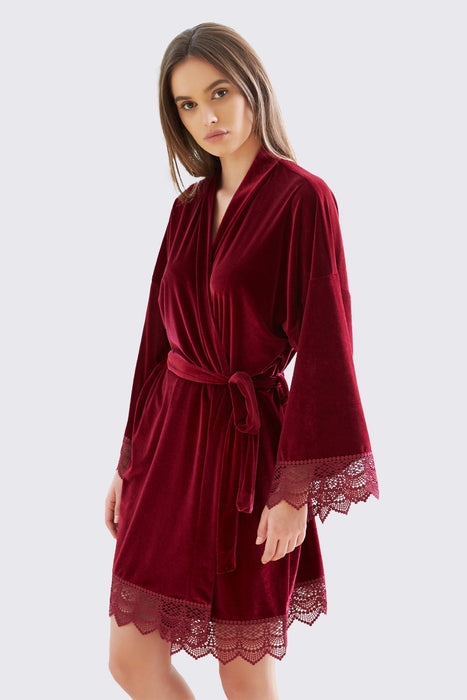 Velvet Short Lace Robe Pink Robe For Women