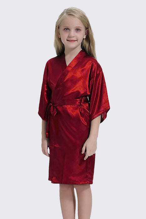 Champagne Kid Satin Plain Robe Kimono Kid's Robe