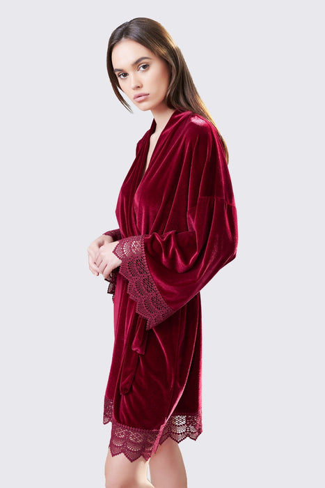 Velvet Short Lace Robe Pink Robe For Women