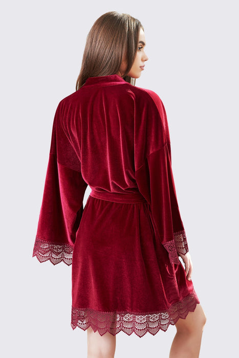 Velvet Short Lace Robe Pink Robe For Women