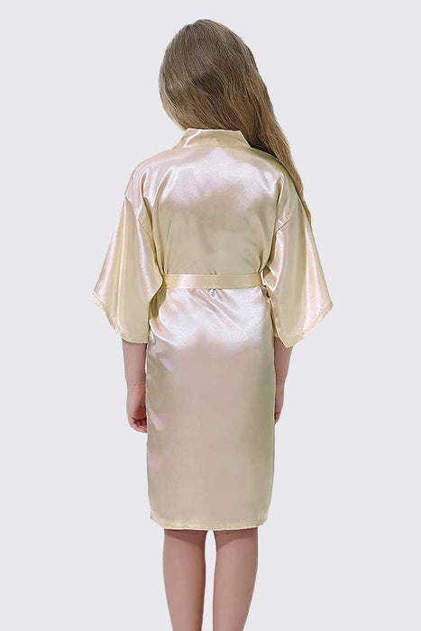 Champagne Kid Satin Plain Robe Kimono Kid's Robe