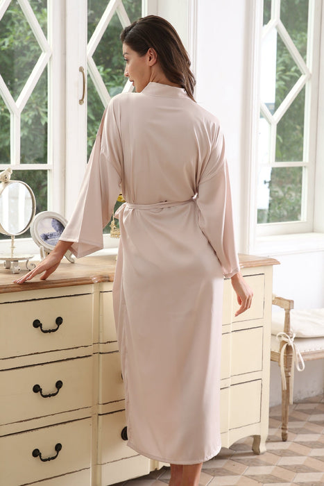 Champagne Sleepwear Long Satin Robe Full Length For Wedding