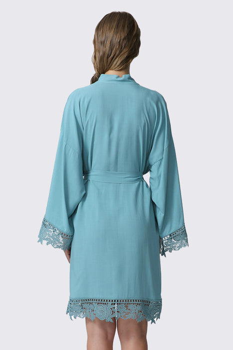 Rayon Cotton Floral Lace Robe For Women Bridal Robe