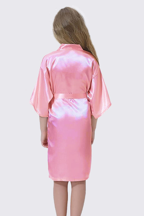 Champagne Kid Satin Plain Robe Kimono Kid's Robe