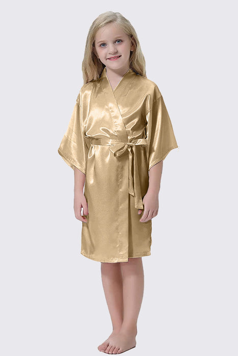 Kid Satin Plain Robe White Kimono Kid's Robe