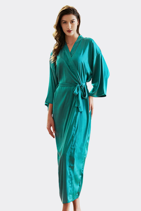 Champagne Sleepwear Long Satin Robe Full Length For Wedding