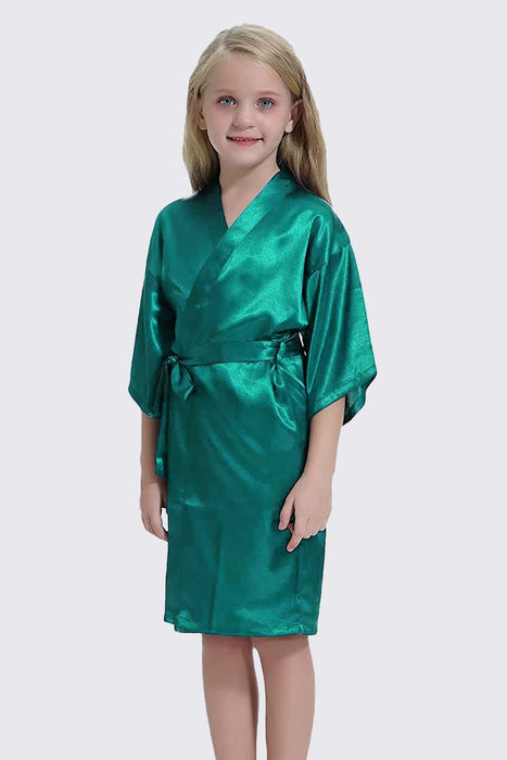 Champagne Kid Satin Plain Robe Kimono Kid's Robe